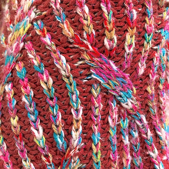 Free People Cable Knit Oversized Sweater Size Large Multicolored - Picture 7 of 9